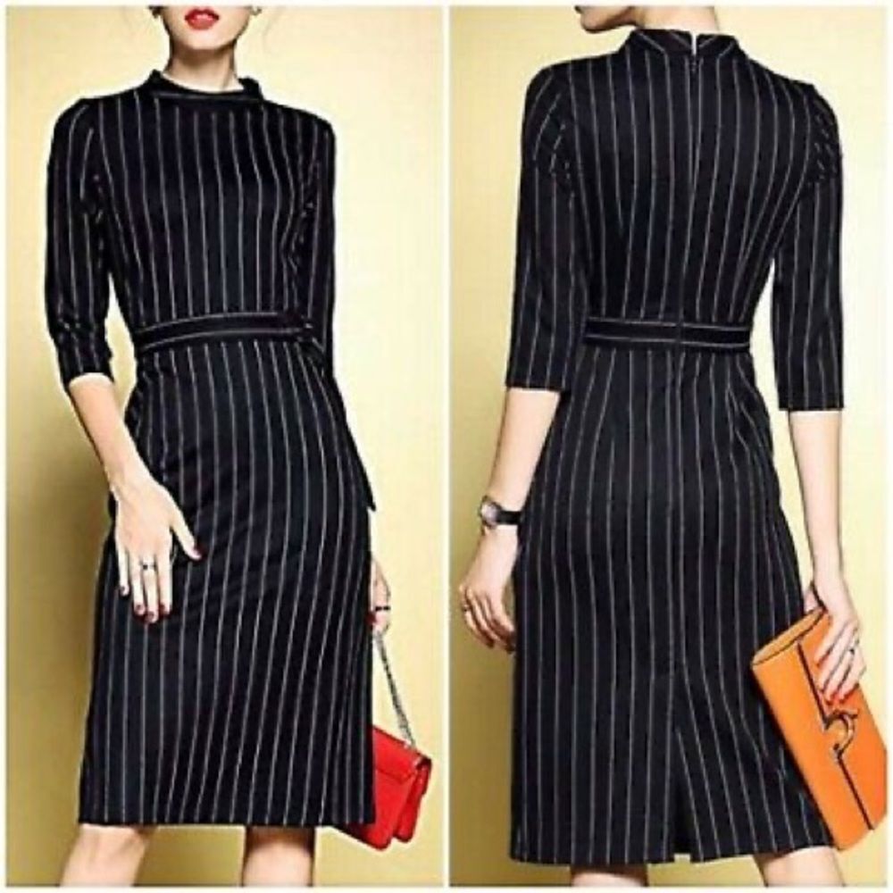 NWOT Misslook Black & White Striped Dress Size 10